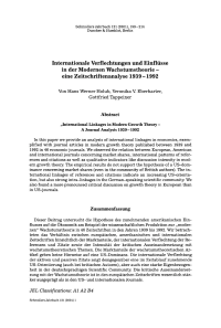 Internationale Verflechtungen und Einflüsse in der Modernen Wachstumstheorie — eine Zeitschriftenanalyse 1939-1992