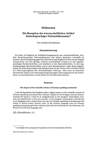 Die Rezeption der wissenschaftlichen Artikel deutschsprachiger Nationalökonomen