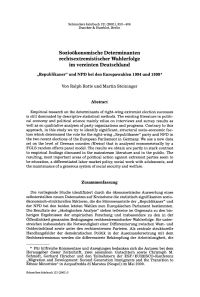 Sozioökonomische Determinanten rechtsextremistischer Wahlerfolge im vereinten Deutschland