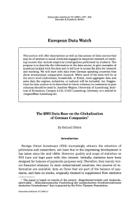 The RWI Data Base on the Globalisation of German Companies