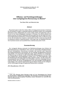 Effizienz- und Verteilungswirkungen einer nachgelagerten Besteuerung von Renten