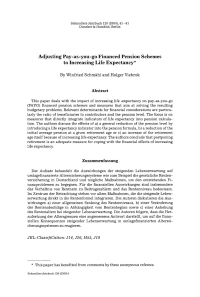 Adjusting Pay-as-you-go Financed Pension Schemes to Increasing Life Expectancy