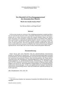 Der Haushalt als Forschungsgegenstand der ökonomischen Theorie