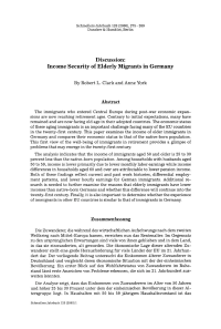Discussion: Income Security of Elderly Migrants in Germany