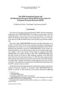 The ZEW Foundation Panels and the Mannheim Enterprise Panel (MUP) of the Centre for European Economic Research (ZEW)
