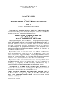 Call For Papers: Symposium on „Deregulated Industries in Germany - Evidence and Expectations"