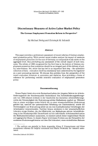 Discretionary Measures of Active Labor Market Policy