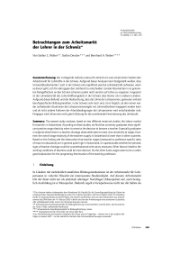 Betrachtungen zum Arbeitsmarkt der Lehrer in der Schweiz