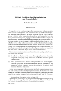 Multiple Equilibria, Equilibrium Selection and Economic Policy