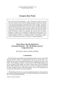 Micro Data at the Ifo Institute for Economic Research – The „Ifo Business Survey" Usage and Access