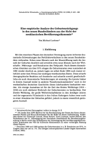 Eine empirische Analyse des Geburtenrückgangs in den neuen Bundesländern aus der Sicht der neoklassischen Bevölkerungsökonomie