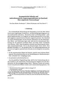 Asymmetrische Schocks und makroökonomische Anpassungsreaktionen im Saarland: Eine empirische Untersuchung