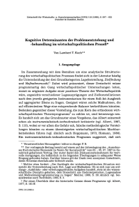 Kognitive Determinanten der Problementstehung und -behandlung im wirtschaftspolitischen Prozeß