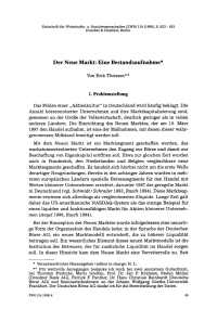 Der Neue Markt: Eine Bestandsaufnahme