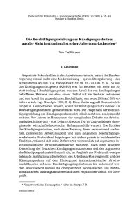 Die Beschäftigungswirkung des Kündigungsschutzes aus der Sicht institutionalistischer Arbeitsmarkttheorien