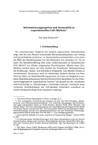 Informationsaggregation und Anonymität in experimentellen Call-Märkten