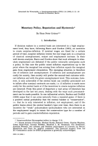 Monetary Policy, Reputation and Hysteresis