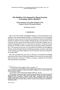 The Stability of the Demand for Money Function in Germany: Myth or Reality?