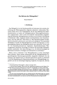 Zur Reform des Wohngeldes