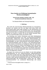 Neue Ansätze zur Erklärung internationaler Wettbewerbsfähigkeit