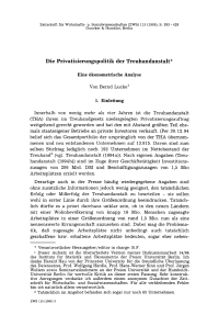 Die Privatisierungspolitik der Treuhandanstalt