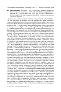 Thomas Lintner: Die Tiroler Frage 1918/19 unter Berücksichtigung der Erinnerungskultur zwischen 1920 und 2010.
