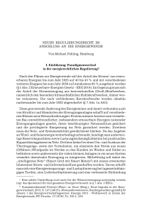 Neues Regulierungsrecht im Anschluss an die Energiewende