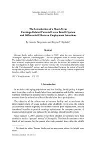 The Introduction of a Short-Term Earnings-Related Parental Leave Benefit System and Differential Effects on Employment Intentions