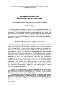 Bestimmung der Honorare im ambulanten Versorgungsbereich