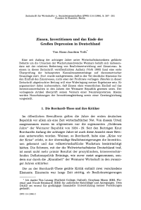 Zinsen, Investitionen und das Ende der Großen Depression in Deutschland
