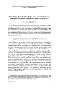 Aktivitätsanalytische Grundlagen einer umweltorientierten einzelwirtschaftlichen Produktions- und Erfolgstheorie