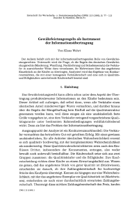 Gewährleistungsregeln als Instrument der Informationsübertragung
