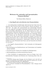 Reformen der nationalen und internationalen Finanzarchitektur