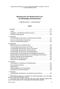 Marktprozeß und Marktstruktur bei unvollständigen Informationen