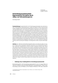 Entwicklungszusammenarbeit: Begrenzung der Korruption durch Abbau von Informationssperren