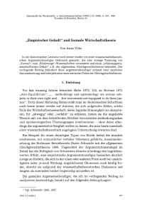 „Empirischer Gehalt" und formale Wirtschaftstheorie