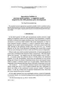 Speculative bubbles in precious metal markets — a suggestive model inspired by the 1986 platinum price development