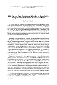 Risk Averse, Time Optimizing Behavior of Households: Comparison with German Microcensus Data
