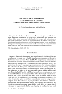 The Social Costs of Health-related Early Retirement in Germany: Evidence from the German Socio-Economic Panel