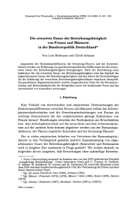 Die erwartete Dauer der Betriebszugehörigkeit von Frauen und Männern in der Bundesrepublik Deutschland