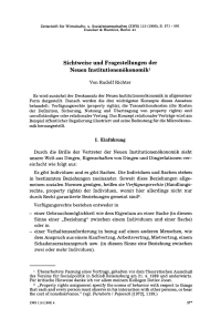 Sichtweise und Fragestellungen der Neuen Institutionenökonomik