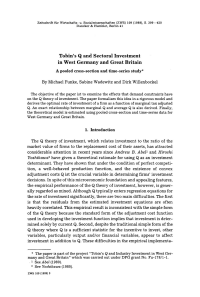 Tobin’s Q and Sectoral Investment in West Germany and Great Britain