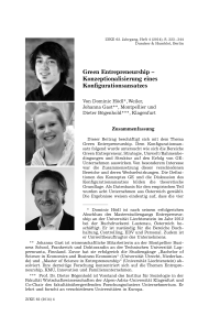 Green Entrepreneurship – Konzeptionalisierung eines Konfigurationsansatzes