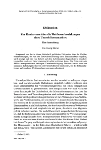 Zur Kontroverse über die Wettbewerbswirkungen eines Umweltlizenzmarktes