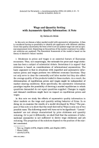 Wage and Quantity Setting with Asymmetric Quality Information: A Note