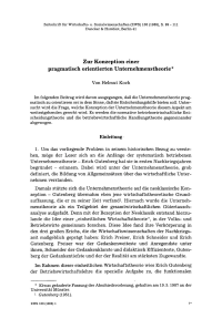 Zur Konzeption einer pragmatisch orientierten Unternehmenstheorie
