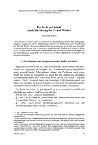 Ein Recht auf Arbeit durch Einführung der 35-Std. Woche?