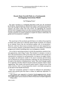 Steady State Growth Paths in a Continuously Overlapping Generations Model