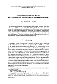 Eine portfoliotheoretische Analyse der Friedmanschen Neuformulierung der Quantitätstheorie