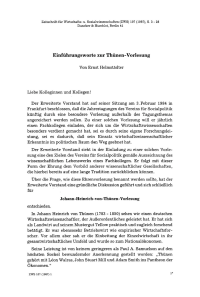 Einführungsworte zur Thünen-Vorlesung